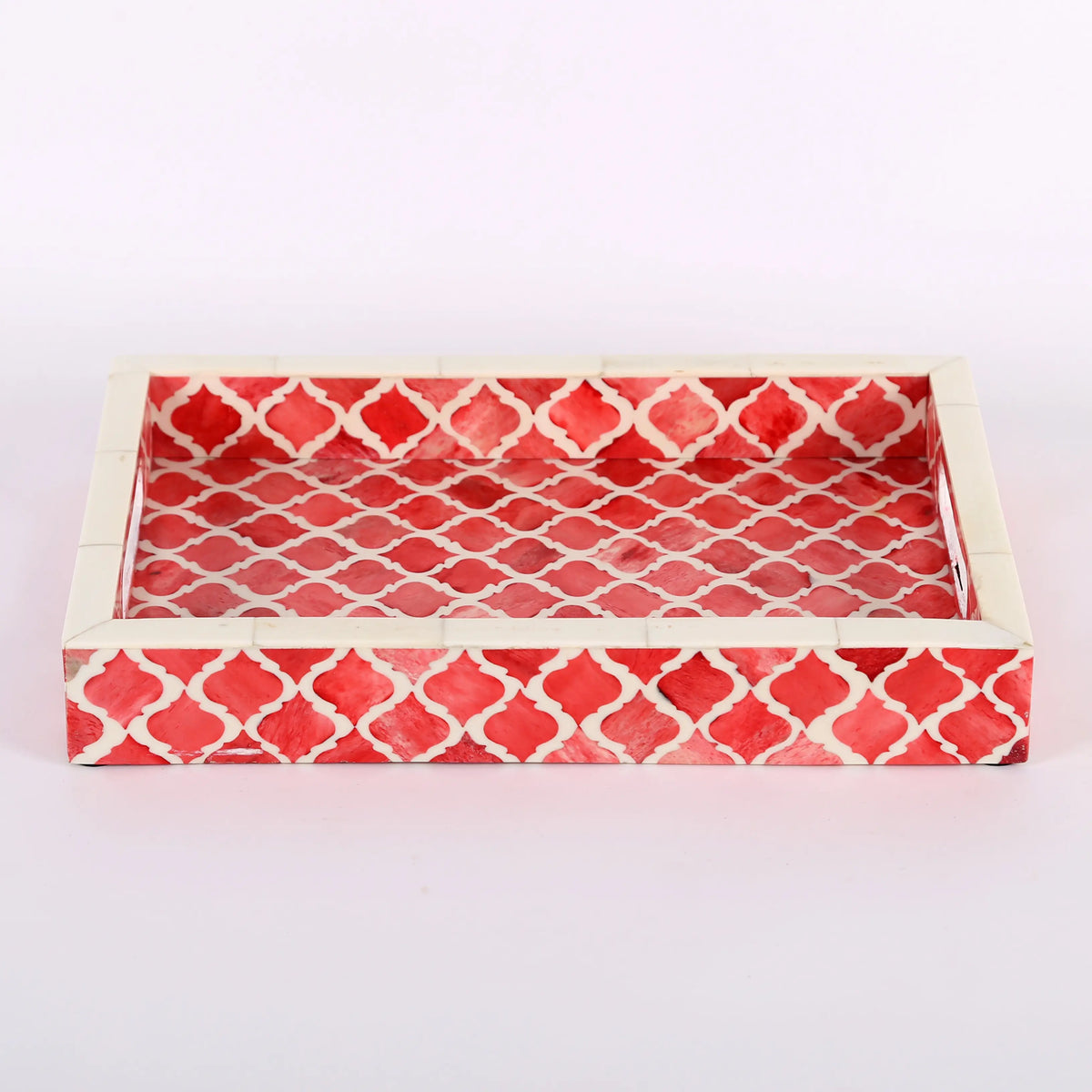 Moroccan Red & White Decorative Tray | 3 Sizes
