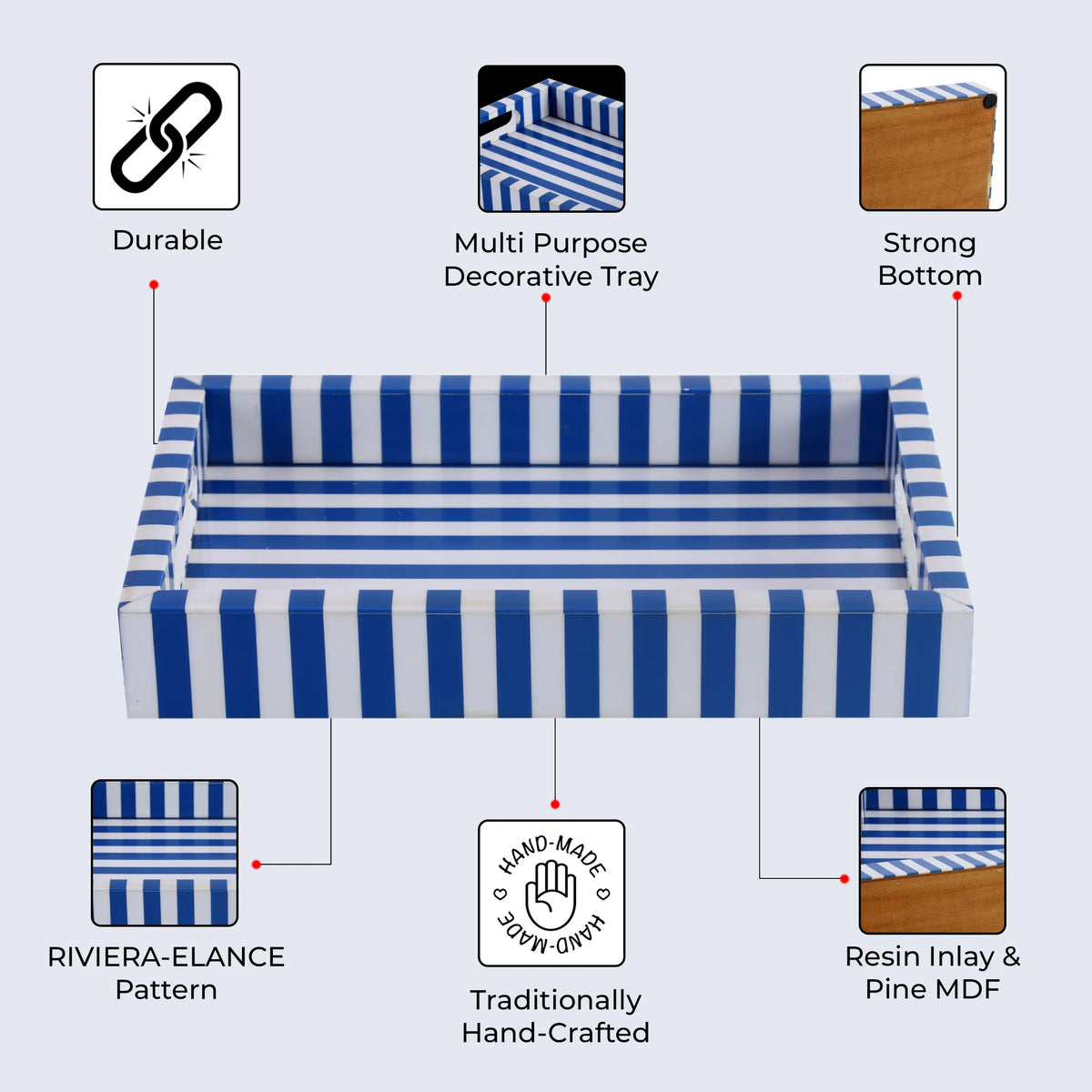 Riviera Elance Blue & White Resin Vanity Tray | 12x8