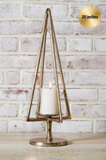 Gold Christmas Tree Pillar Candle Holder – 2 Sizes