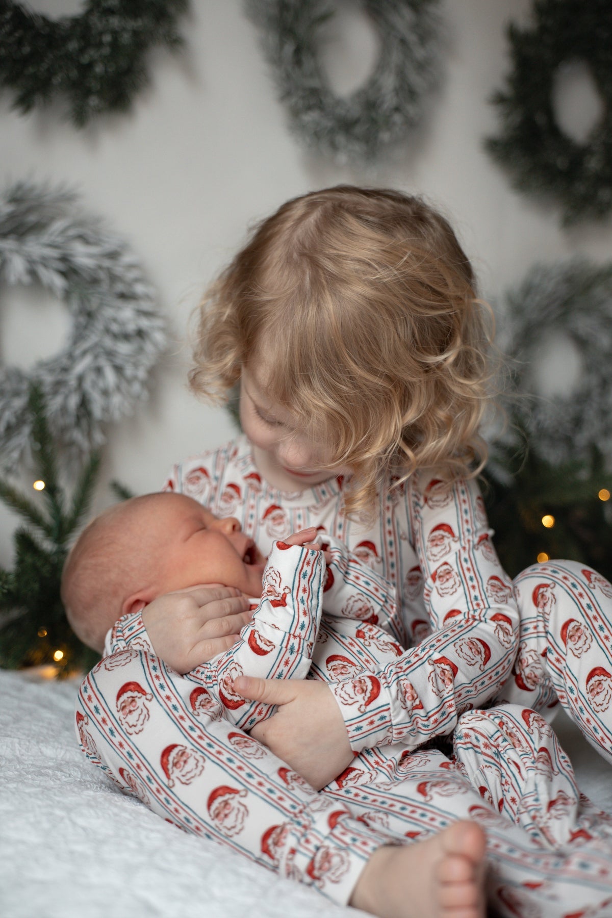 Kids' Vintage Santa Bamboo Christmas Pajama Set