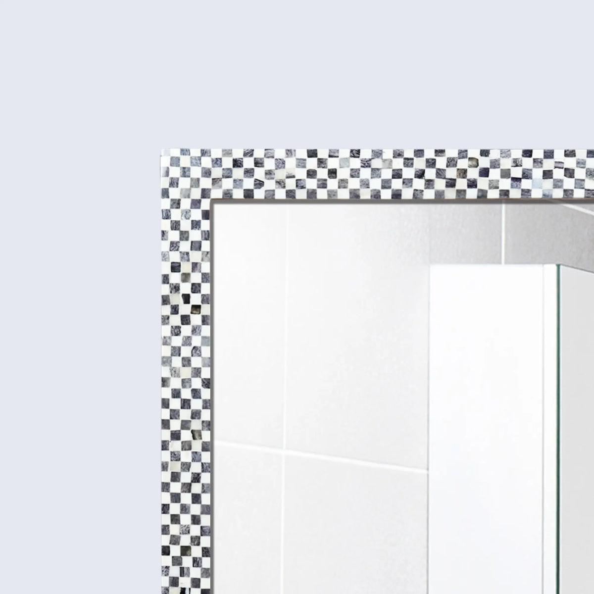 Checkered Black & White Bone Inlay Wall Mirror | 9 Sizes | Made to Order