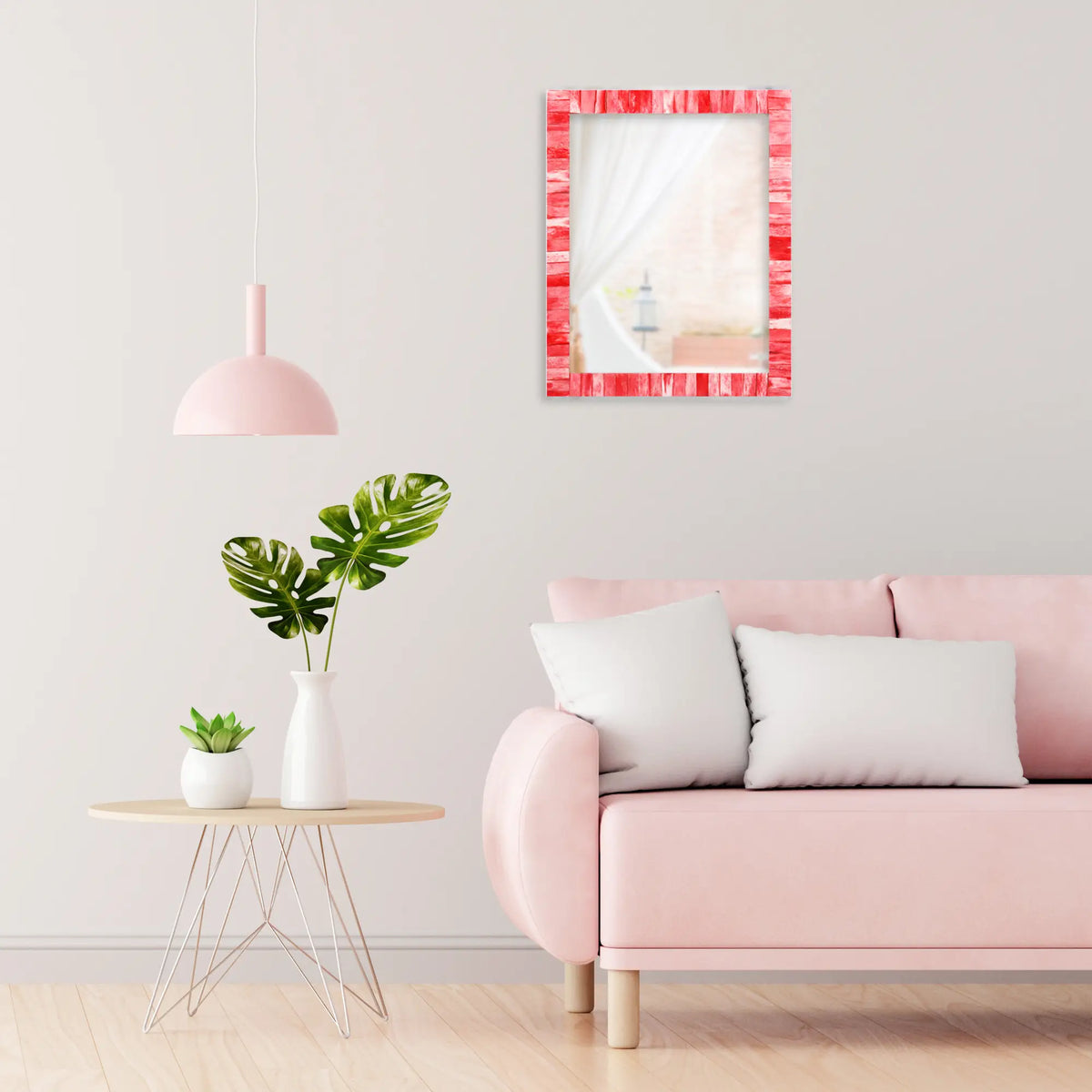 Classic Red Bone Inlay Wall Mirror | 5 Sizes | Made to Order