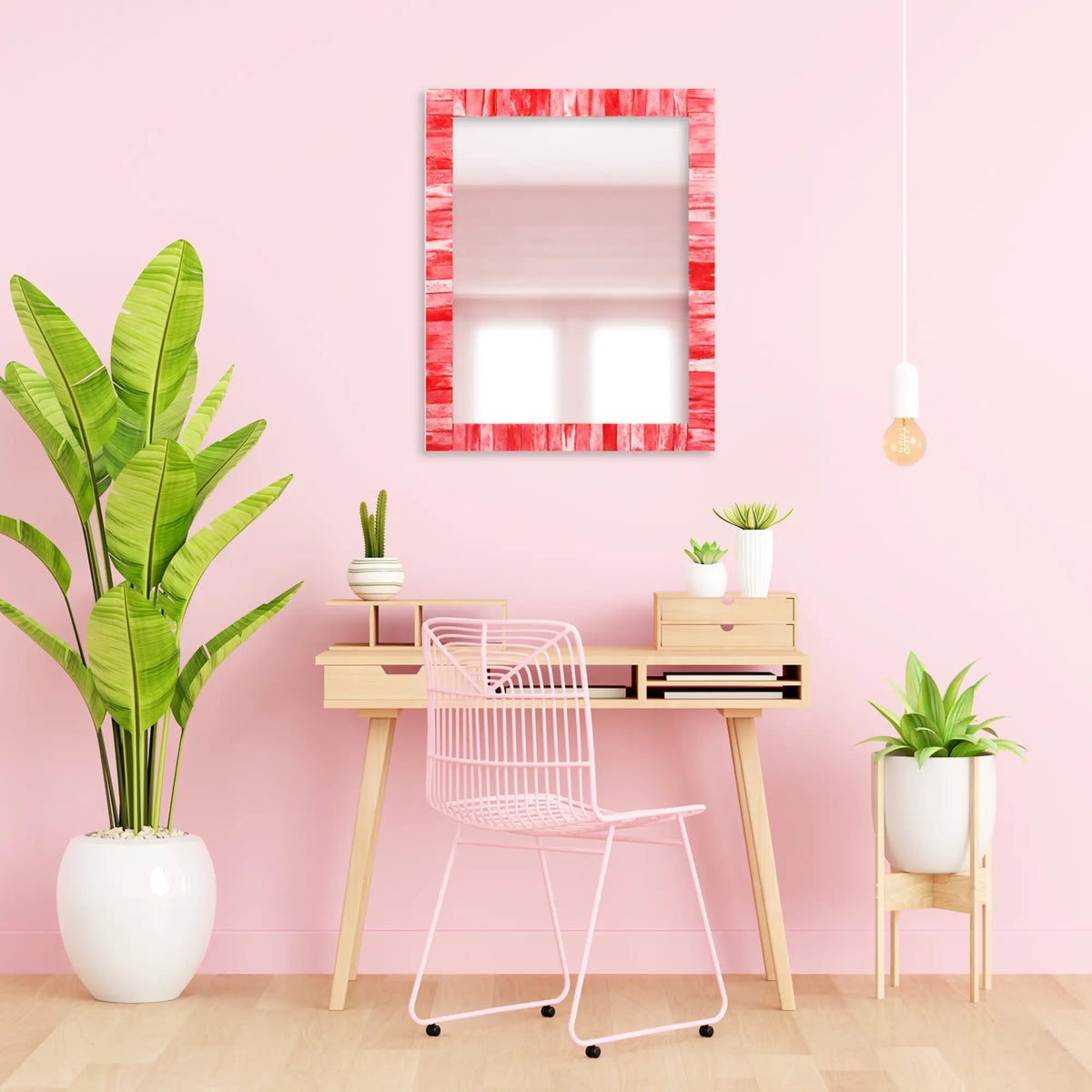 Classic Red Bone Inlay Wall Mirror | 5 Sizes | Made to Order