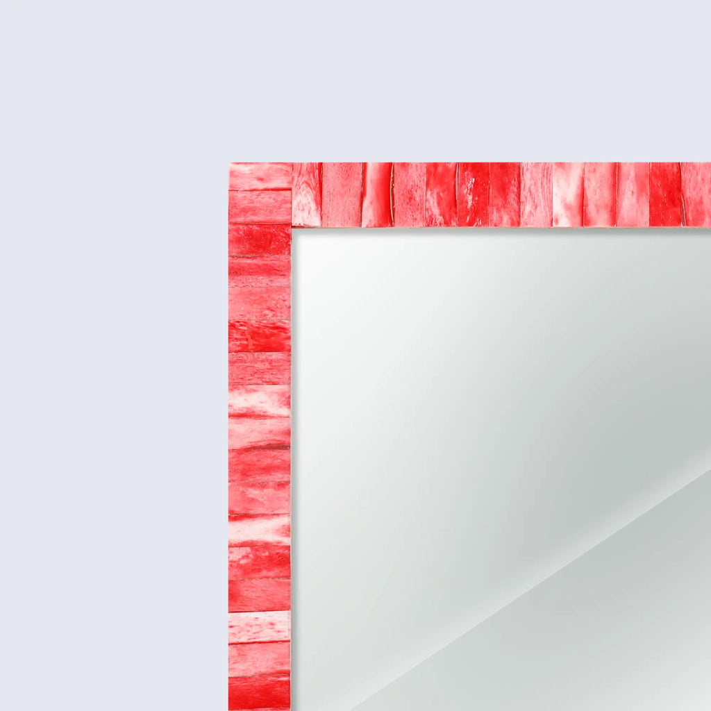 Classic Red Bone Inlay Wall Mirror | 5 Sizes | Made to Order