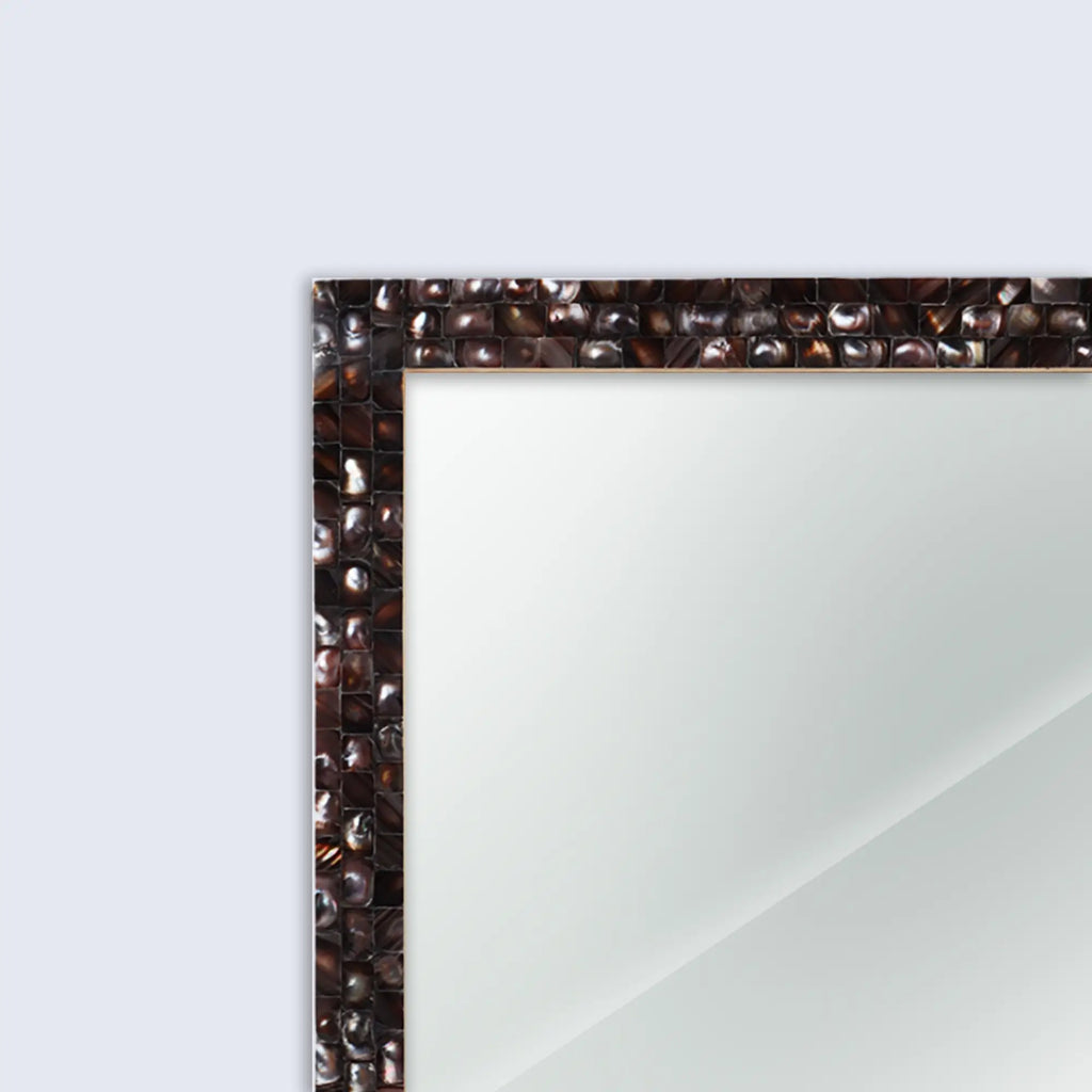Mother of Pearl Grey Wall Mirror | 7 Sizes | Made to Order