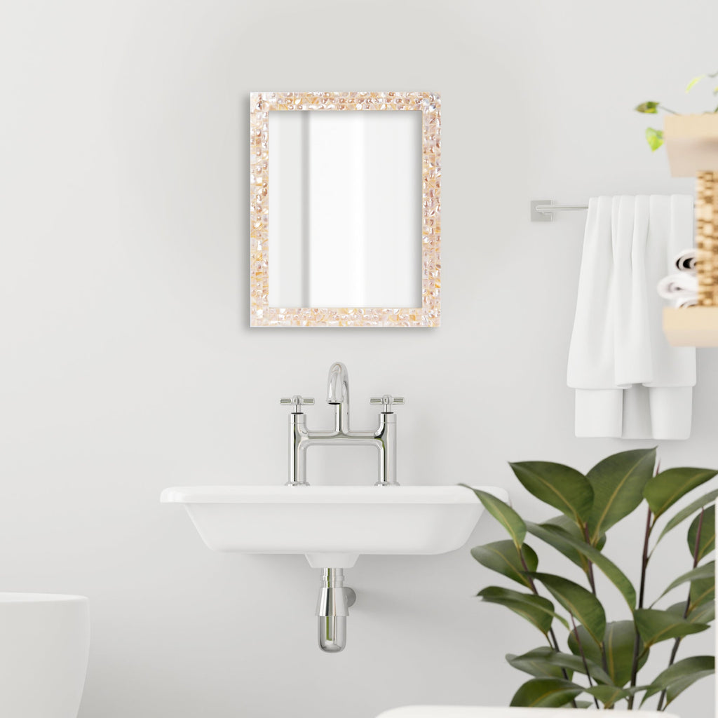Mother of Pearl White Wall Mirror | 9 Sizes | Made to Order