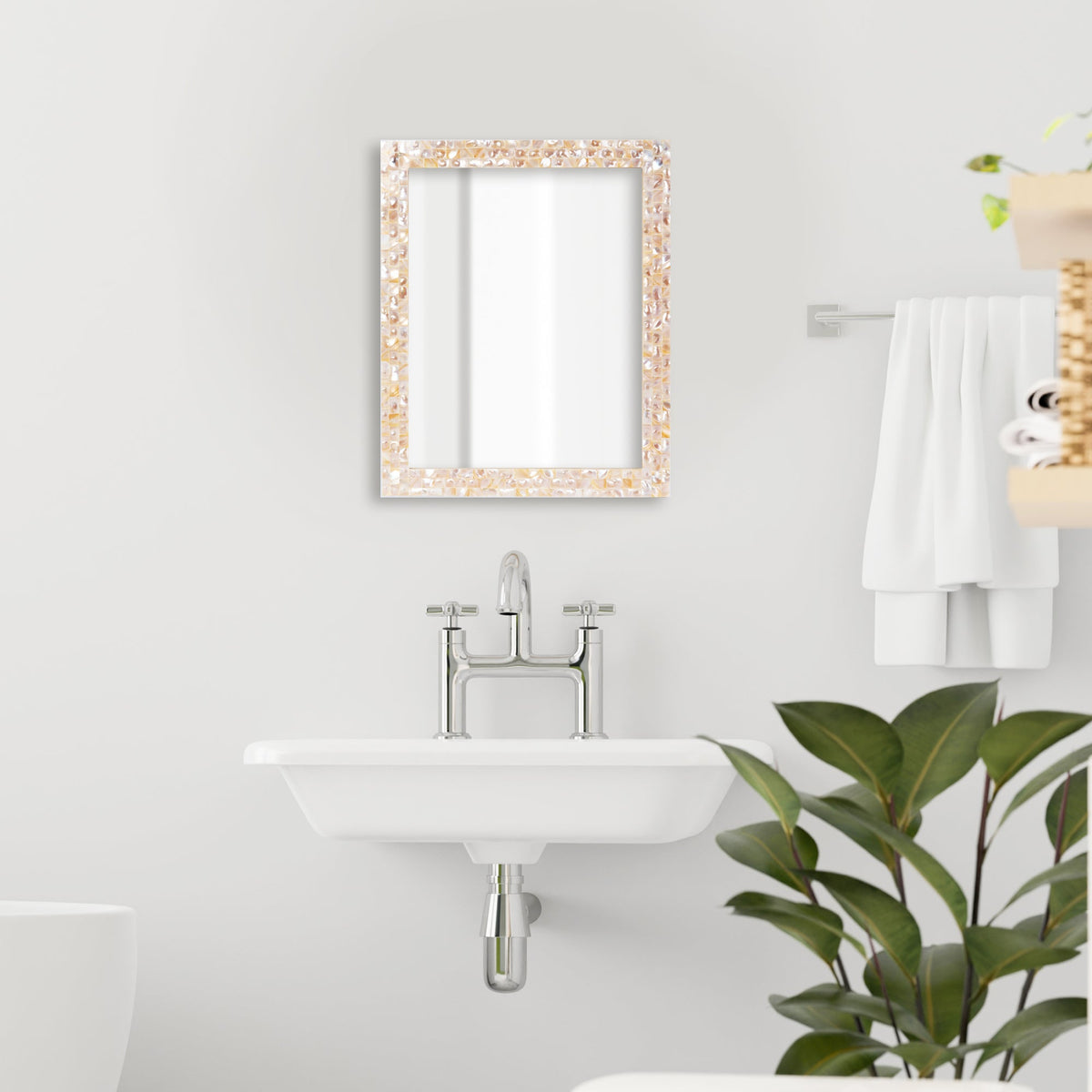 Mother of Pearl White Wall Mirror | 9 Sizes | Made to Order