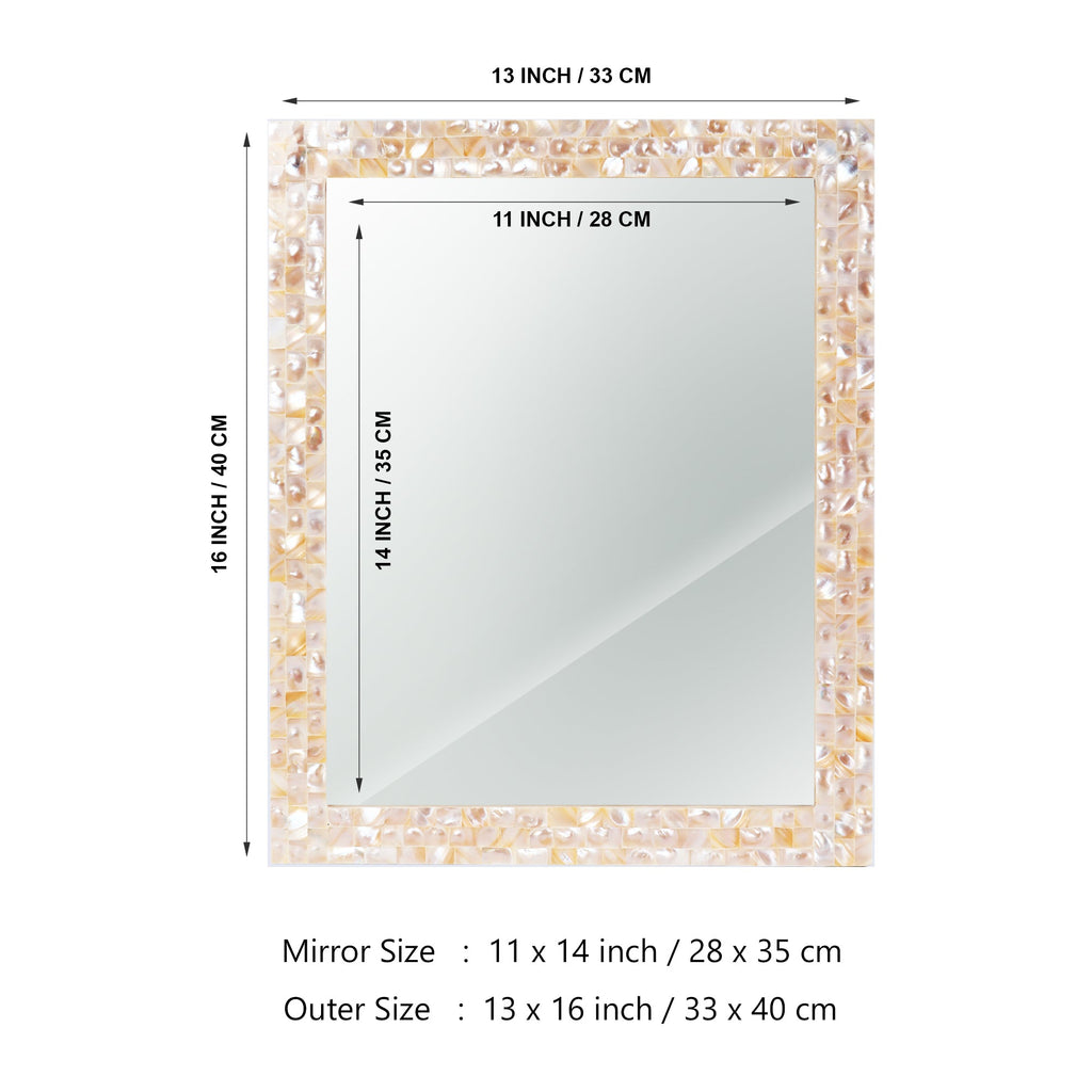 Mother of Pearl White Wall Mirror | 9 Sizes | Made to Order