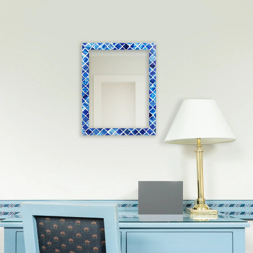 Moroccan Blue Bone & Resin Inlay Wall Mirror | 7 Sizes | Made to Order