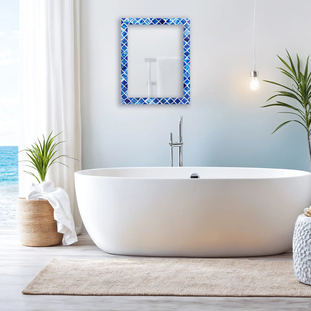 Moroccan Blue Bone & Resin Inlay Wall Mirror | 7 Sizes | Made to Order