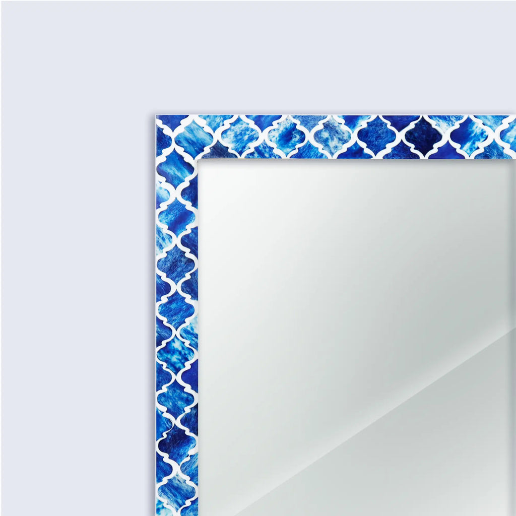 Moroccan Blue Bone & Resin Inlay Wall Mirror | 7 Sizes | Made to Order
