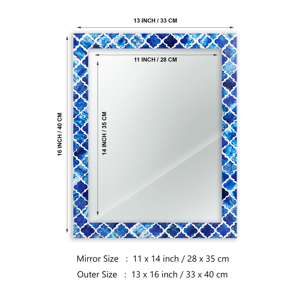 Moroccan Blue Bone & Resin Inlay Wall Mirror | 7 Sizes | Made to Order