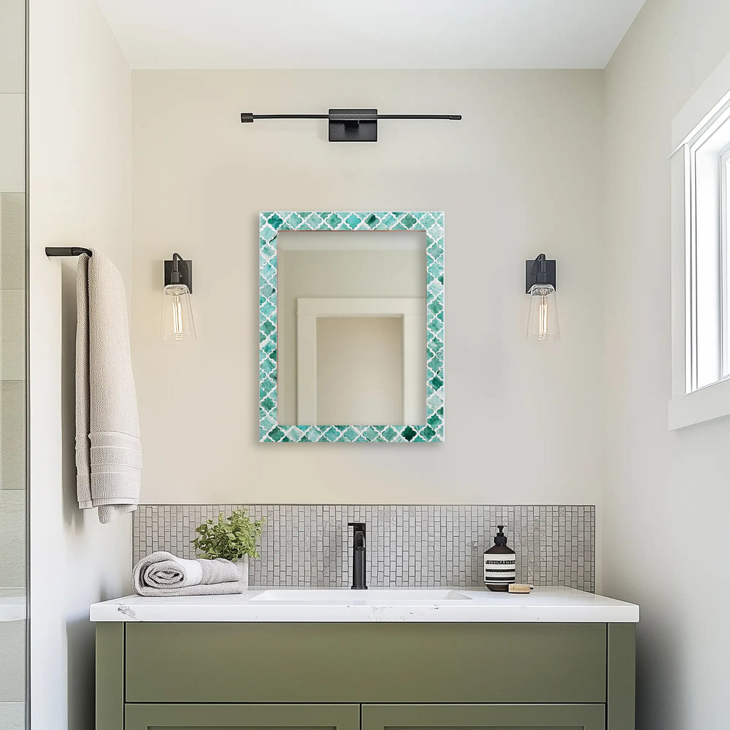 Moroccan Green Bone & Resin Inlay Wall Mirror | 4 Sizes | Made to Order