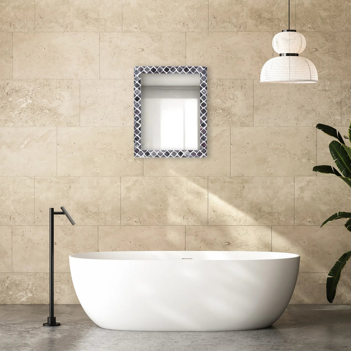 Moroccan Grey Bone & Resin Inlay Wall Mirror | 4 Sizes | Made to Order