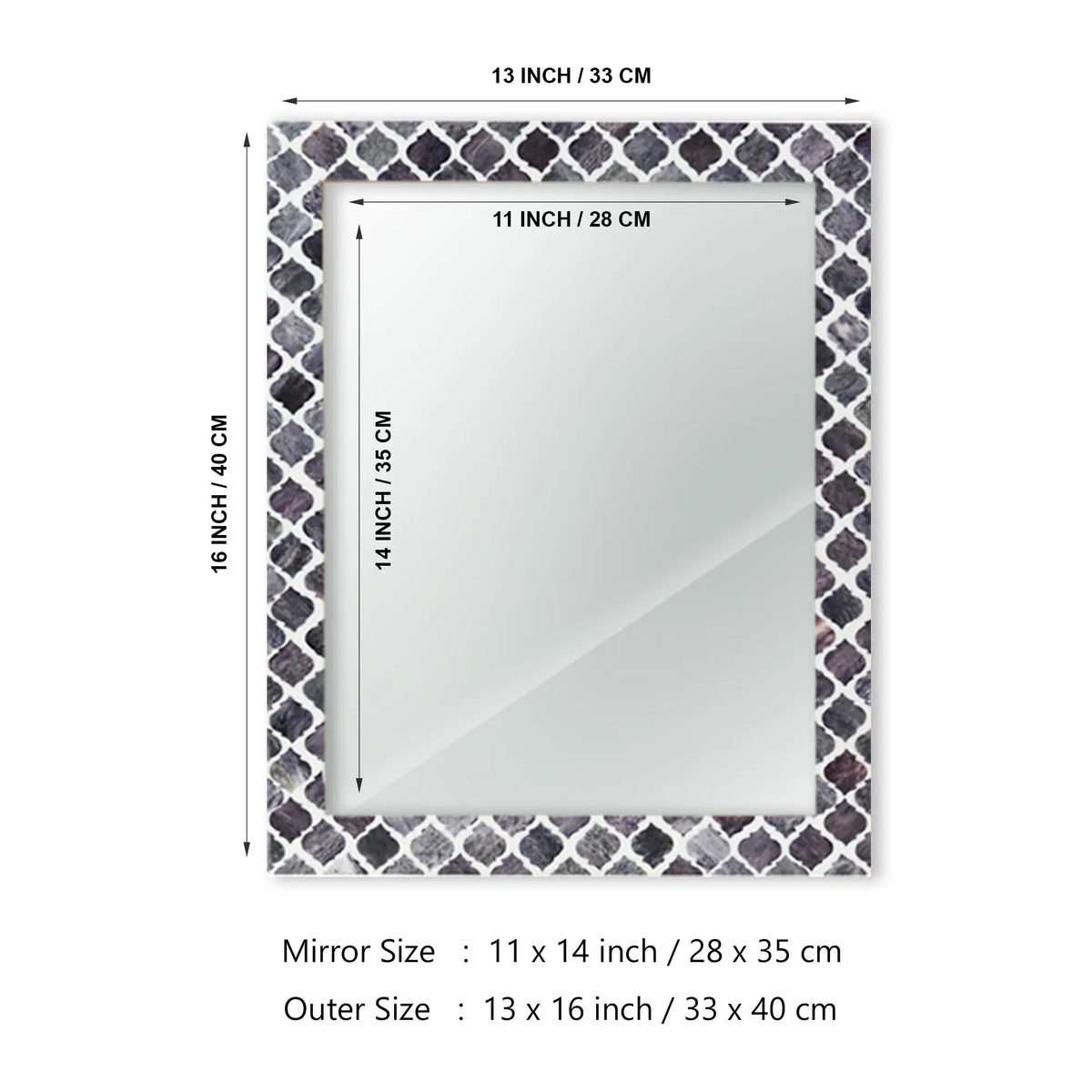 Moroccan Grey Bone & Resin Inlay Wall Mirror | 4 Sizes | Made to Order