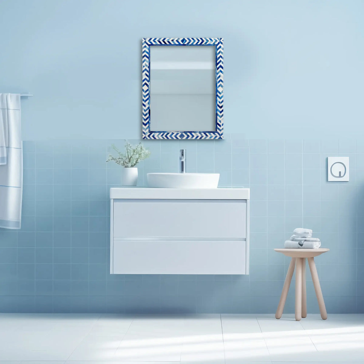 Taj Blue Bone Inlay Wall Mirror | 4 Sizes | Made to Order