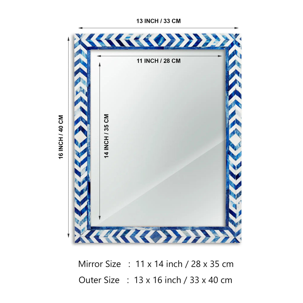 Taj Blue Bone Inlay Wall Mirror | 4 Sizes | Made to Order