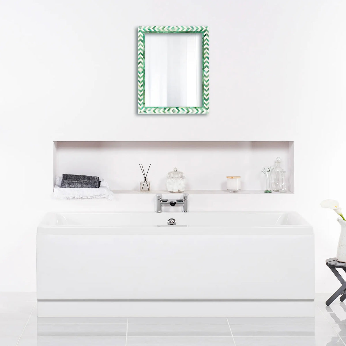 Taj Green Bone Inlay Wall Mirror | 4 Sizes | Made to Order