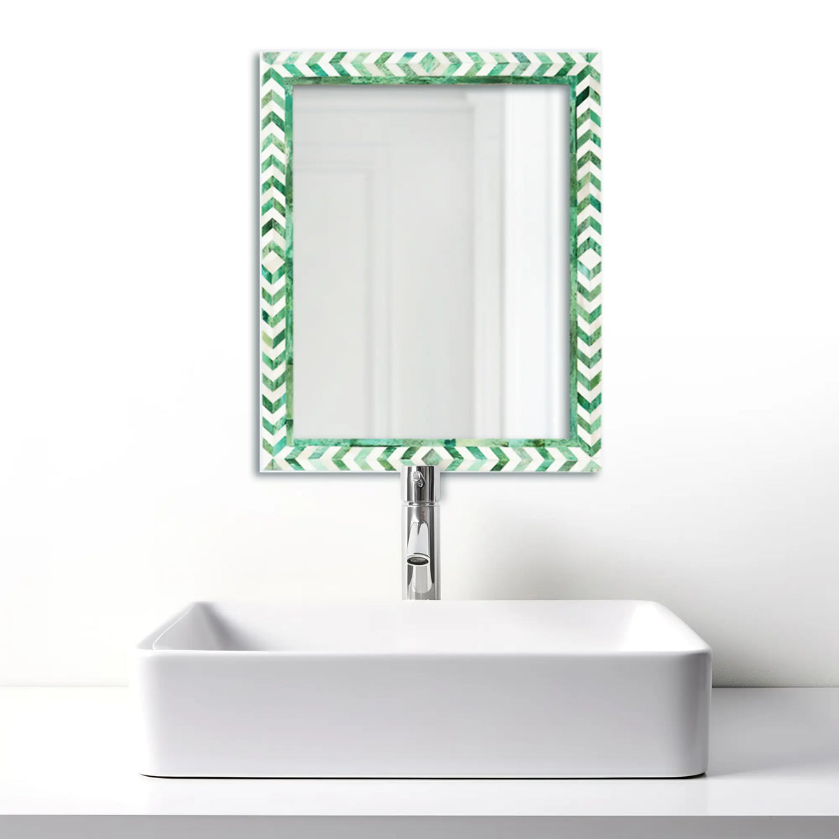 Taj Green Bone Inlay Wall Mirror | 4 Sizes | Made to Order