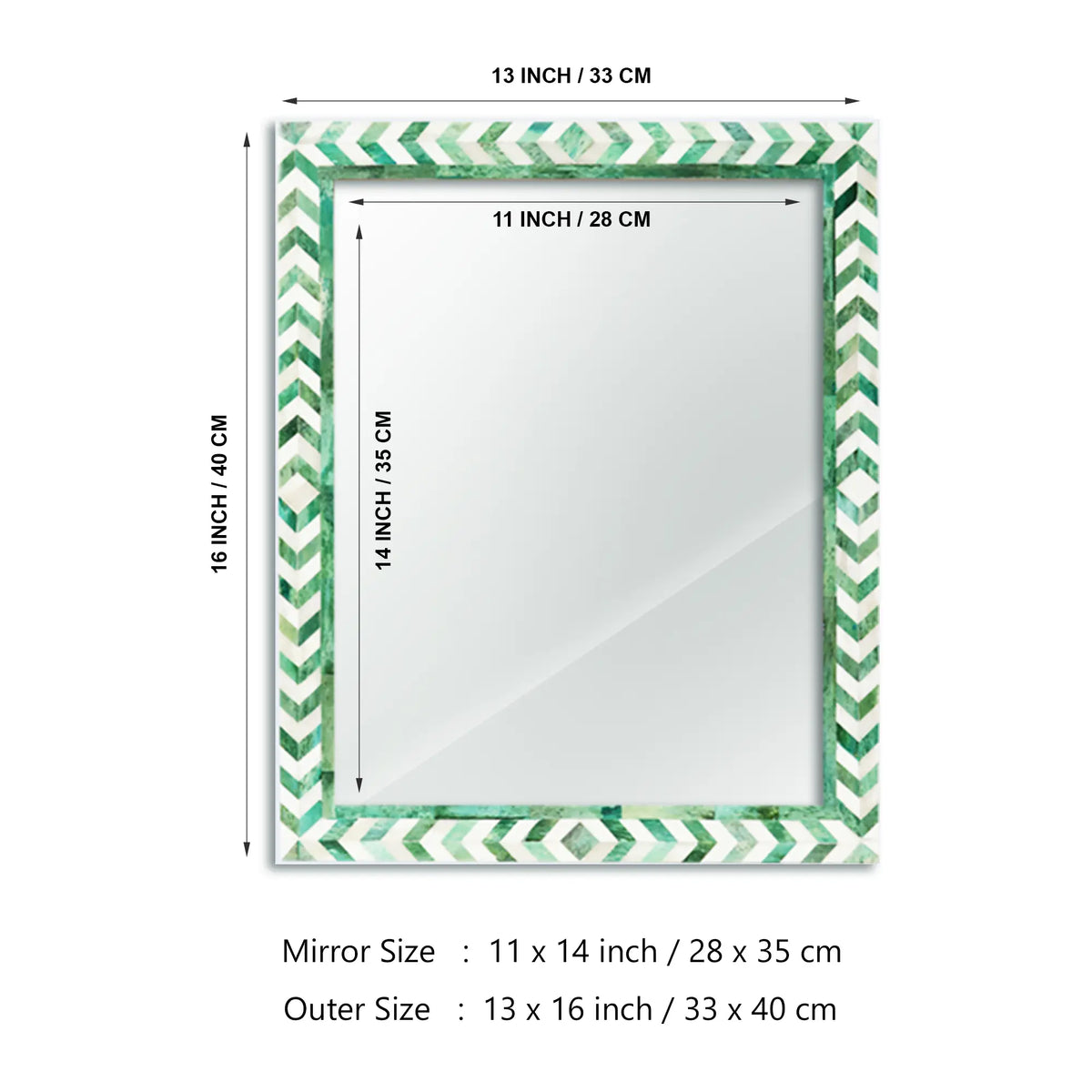 Taj Green Bone Inlay Wall Mirror | 4 Sizes | Made to Order