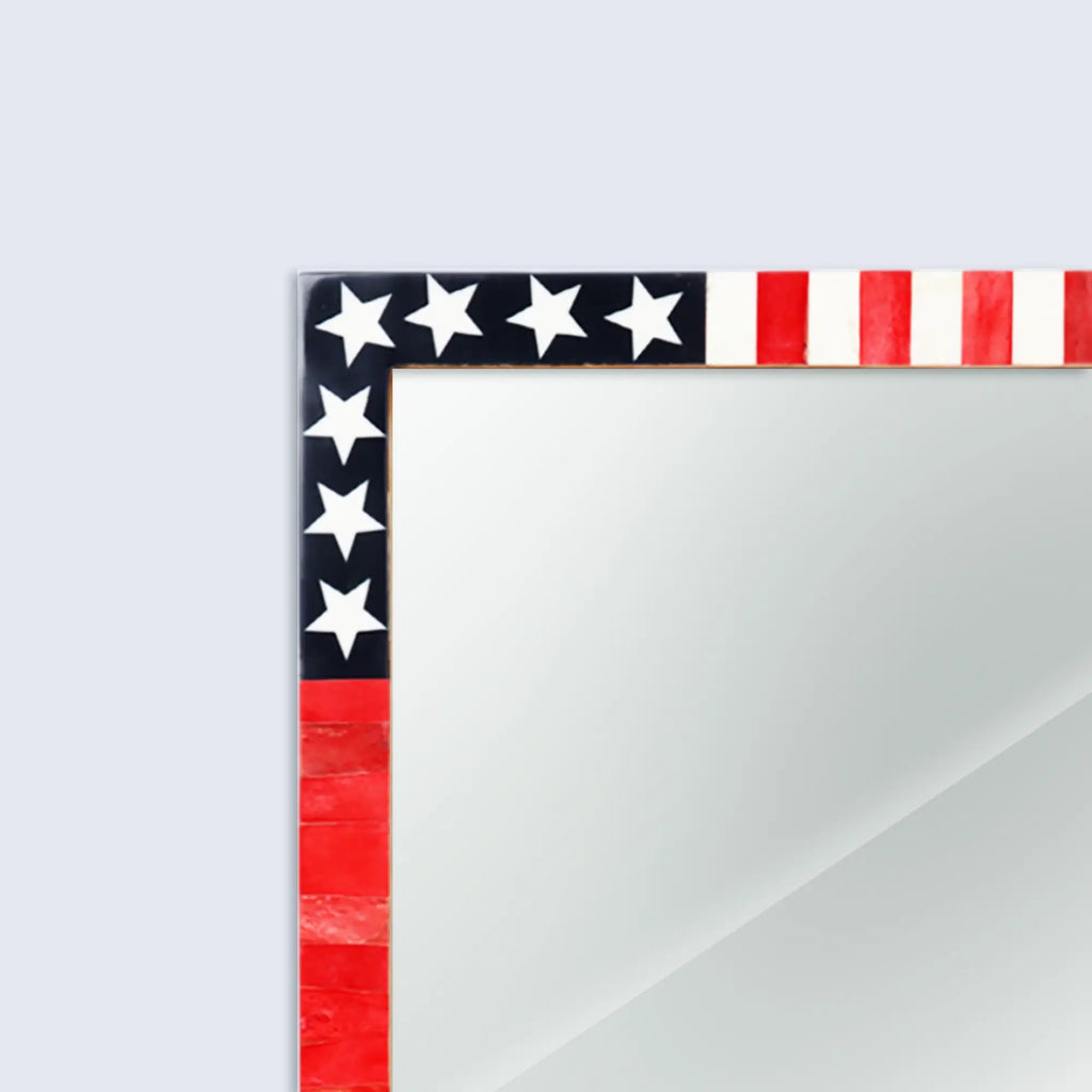 US Flag Bone & Resin Inlay Wall Mirror | 4 Sizes | Pre-Order