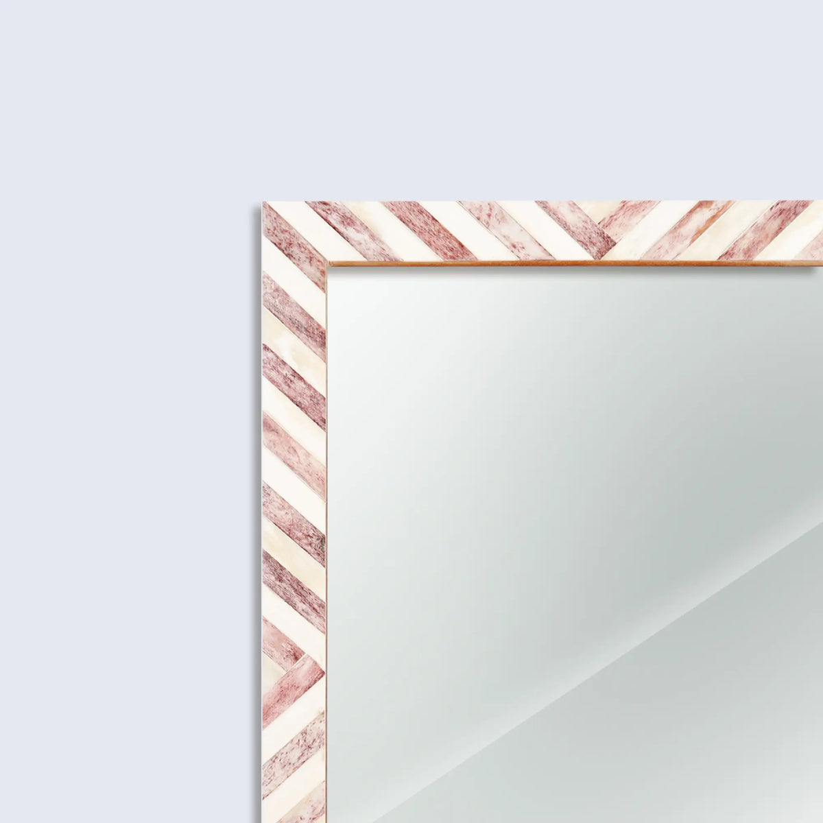 Chevron Brown & White Bone Inlay Wall Mirror | 4 Sizes | Made to Order