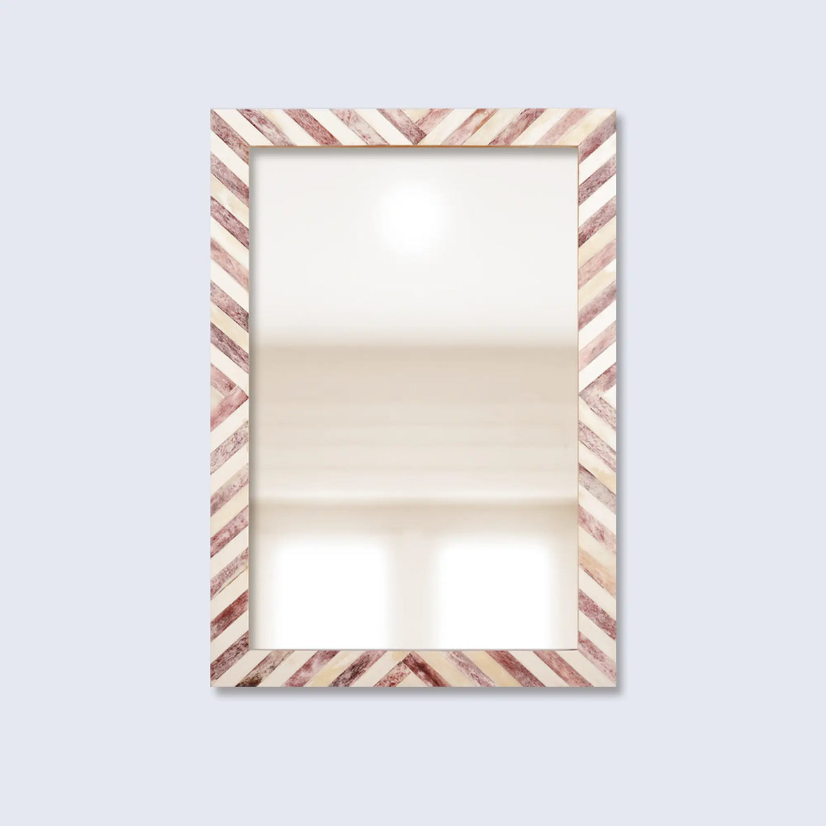 Chevron Brown & White Bone Inlay Wall Mirror | 4 Sizes | Made to Order