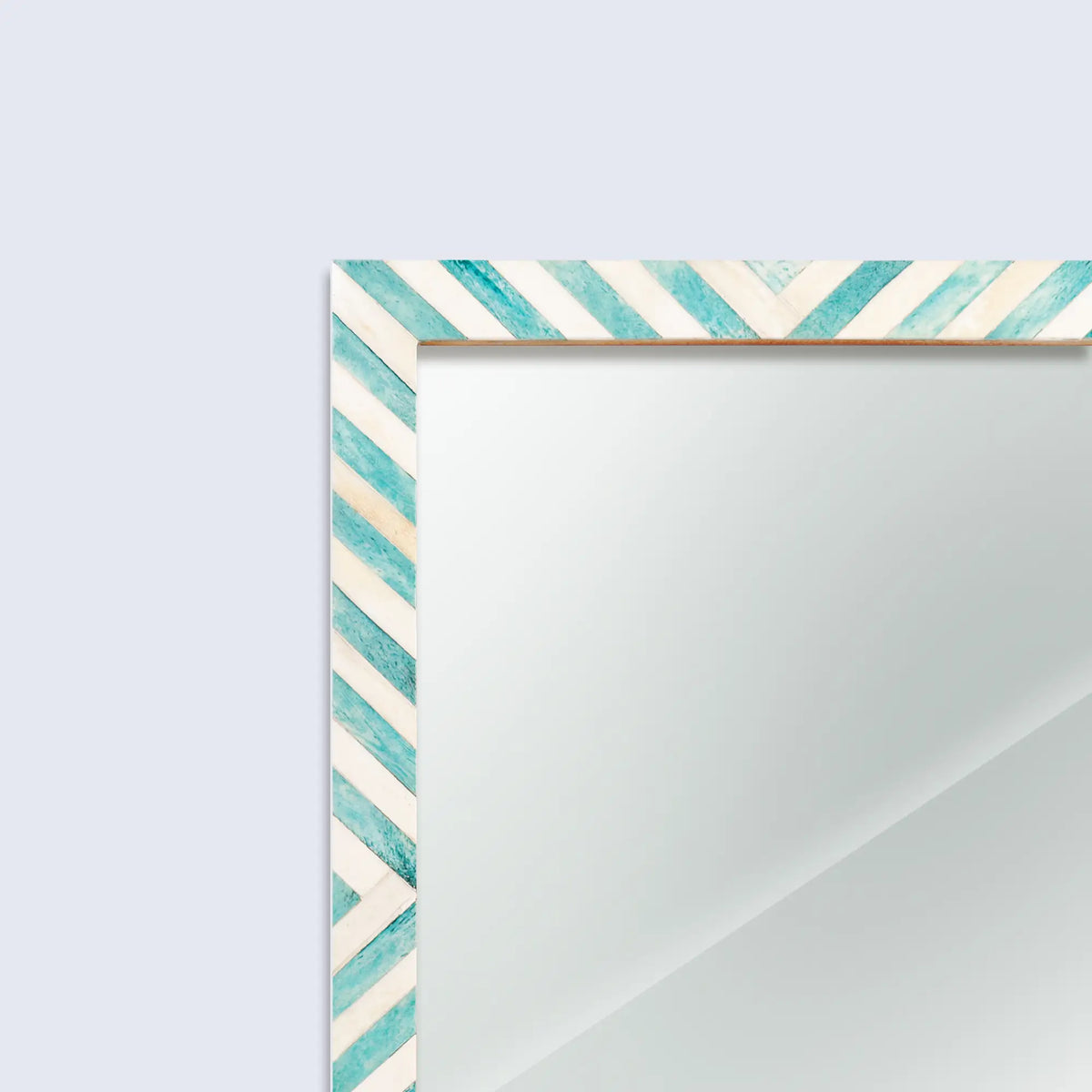 Chevron Green & White Bone Inlay Wall Mirror | 3 Sizes | Made to Order