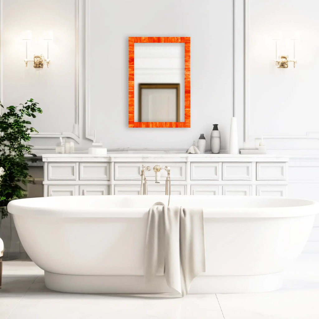 Classic Orange Bone Inlay Wall Mirror | 8 Sizes | Made to Order