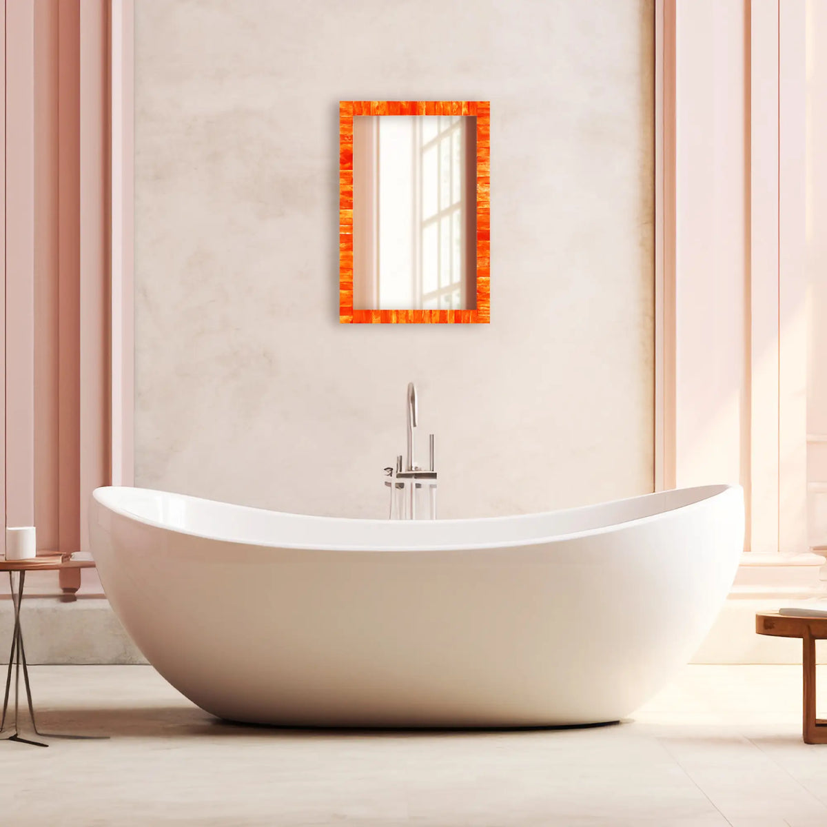 Classic Orange Bone Inlay Wall Mirror | 8 Sizes | Made to Order