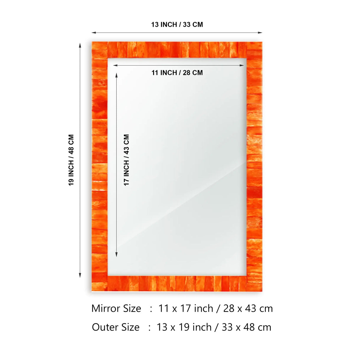 Classic Orange Bone Inlay Wall Mirror | 8 Sizes | Made to Order