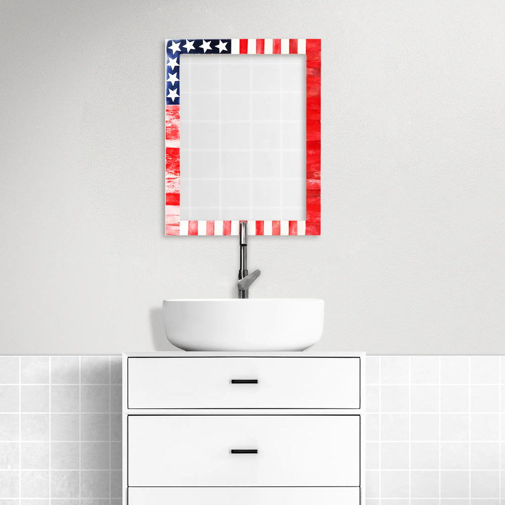US Flag Bone & Resin Inlay Wall Mirror | 4 Sizes | Pre-Order