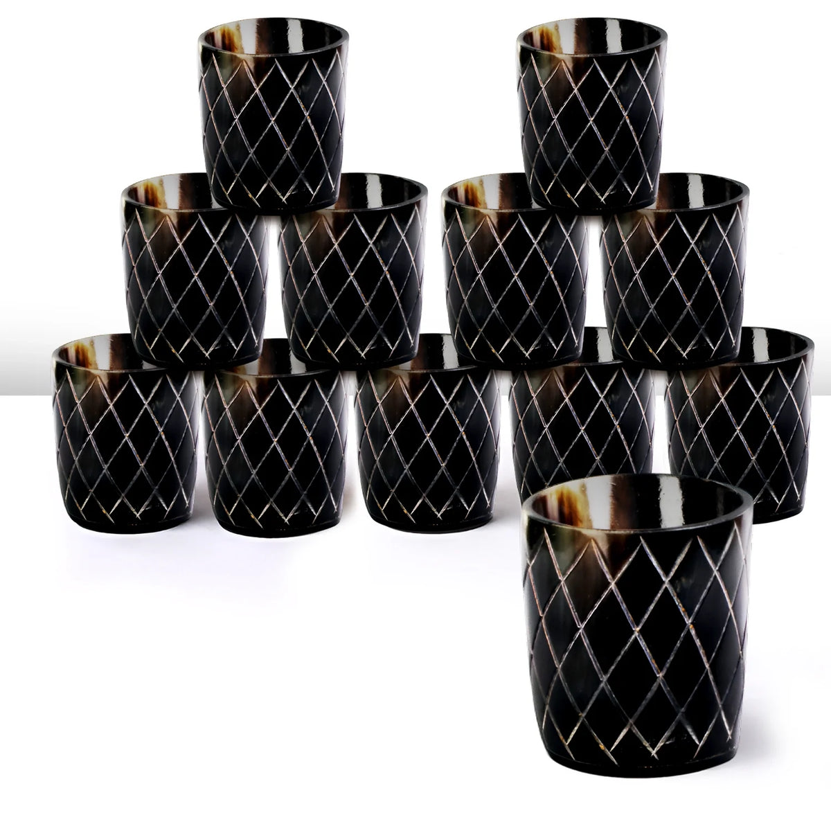 Crisscross Real Horn Shot Glasses | Set of 4, 8 or 12