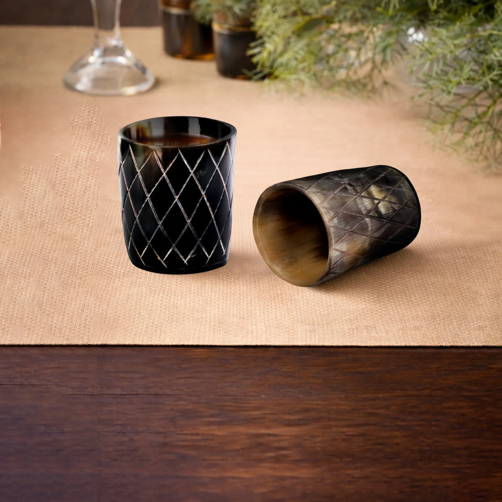 Crisscross Real Horn Shot Glasses | Set of 4, 8 or 12