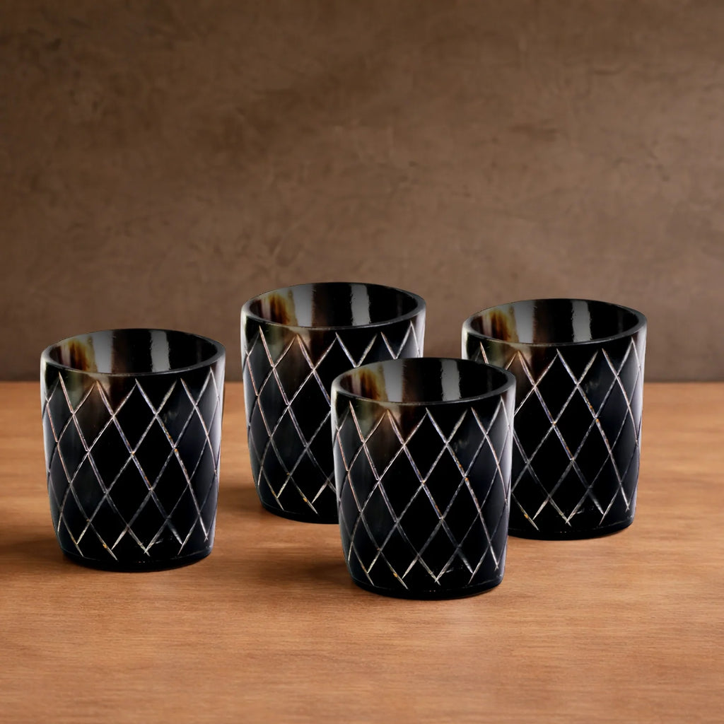 Crisscross Real Horn Shot Glasses | Set of 4, 8 or 12