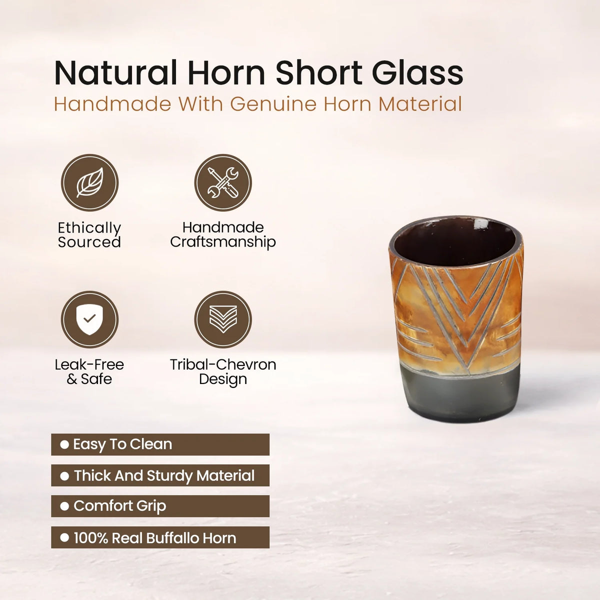 Tribal Chevron Real Horn Shot Glasses | Set of 4, 8 or 12