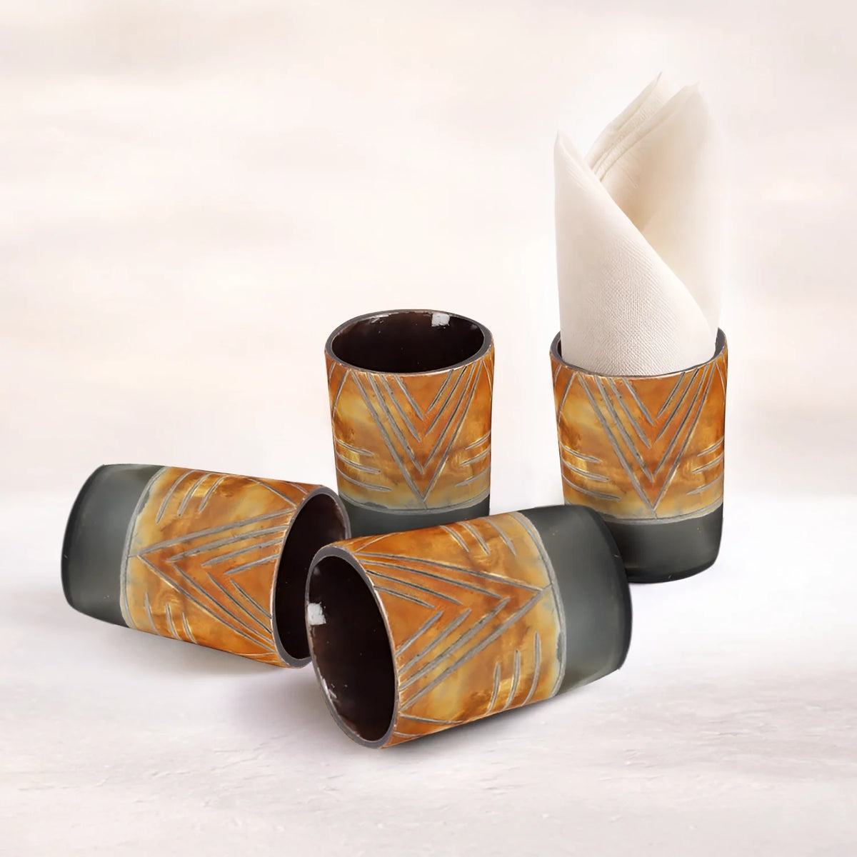 Tribal Chevron Real Horn Shot Glasses | Set of 4, 8 or 12