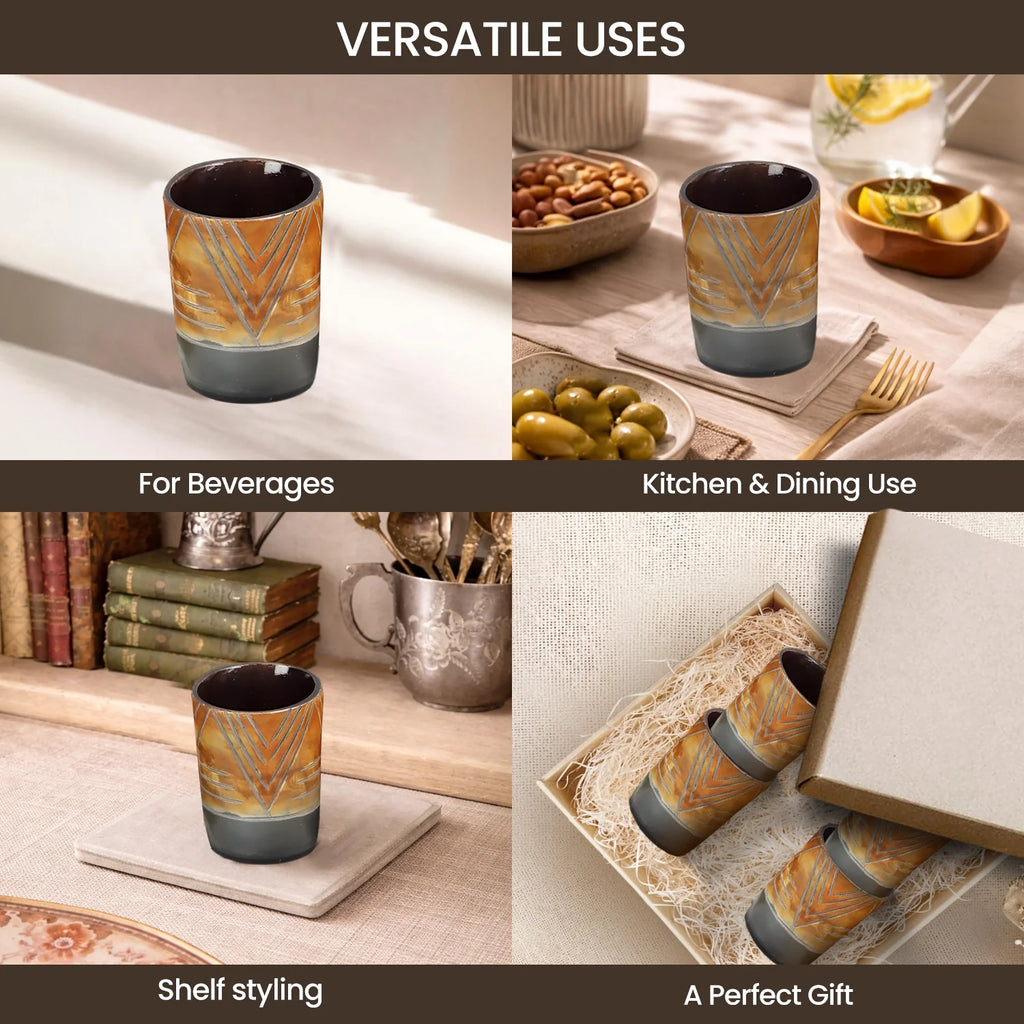 Tribal Chevron Real Horn Shot Glasses | Set of 4, 8 or 12