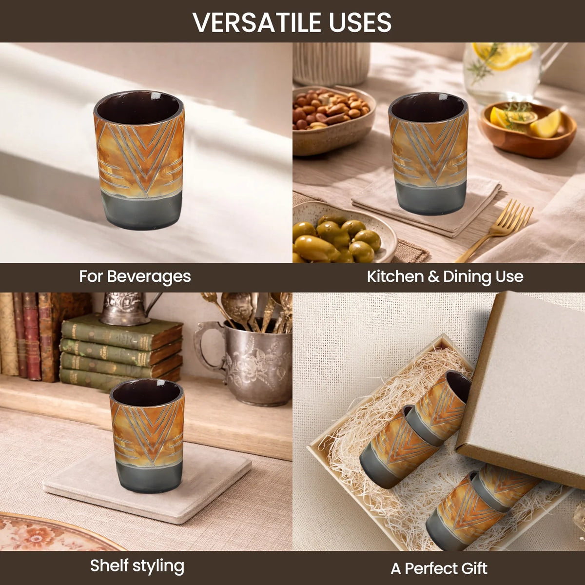 Tribal Chevron Real Horn Shot Glasses | Set of 4, 8 or 12