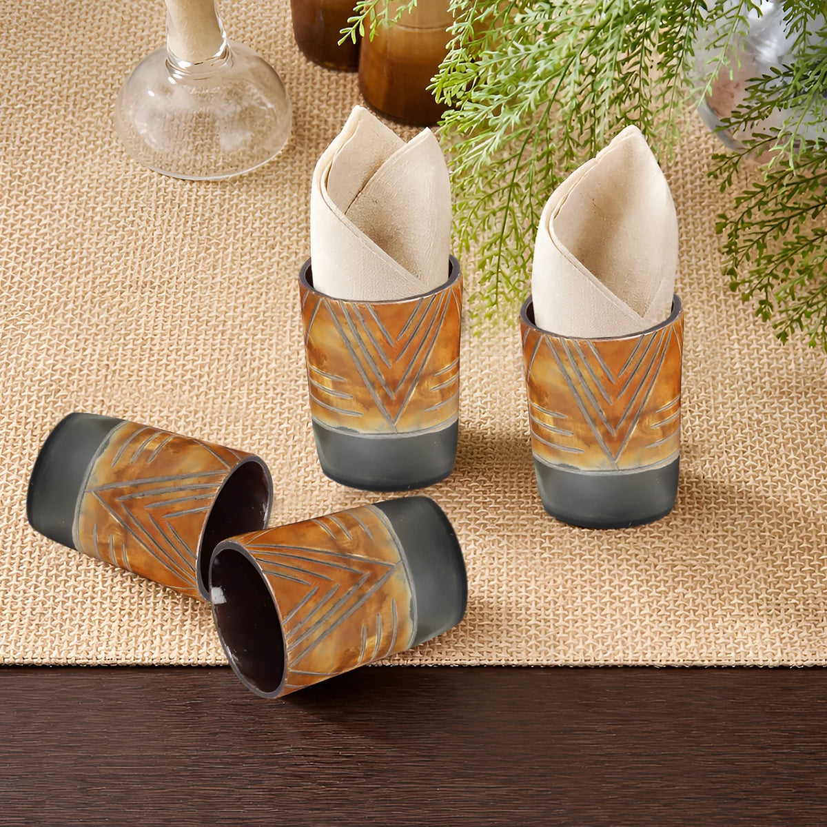 Tribal Chevron Real Horn Shot Glasses | Set of 4, 8 or 12