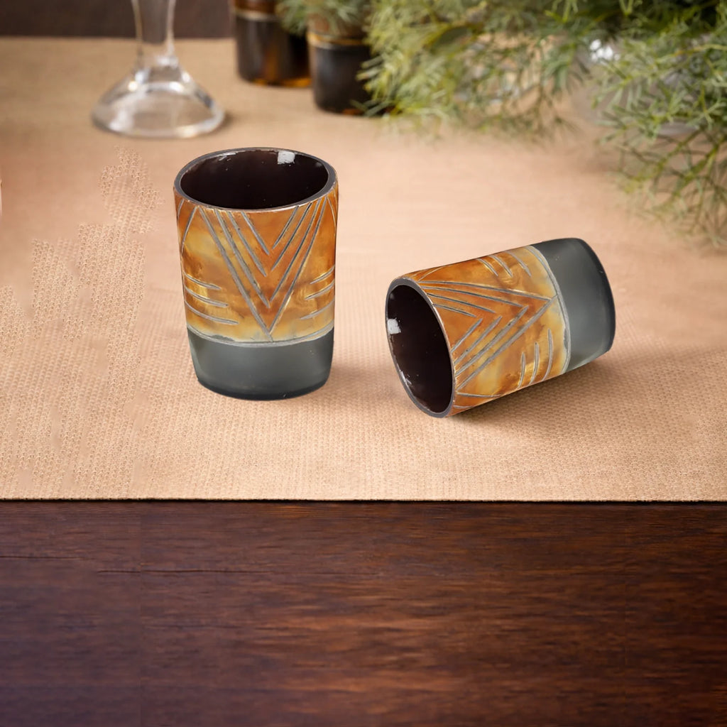 Tribal Chevron Real Horn Shot Glasses | Set of 4, 8 or 12
