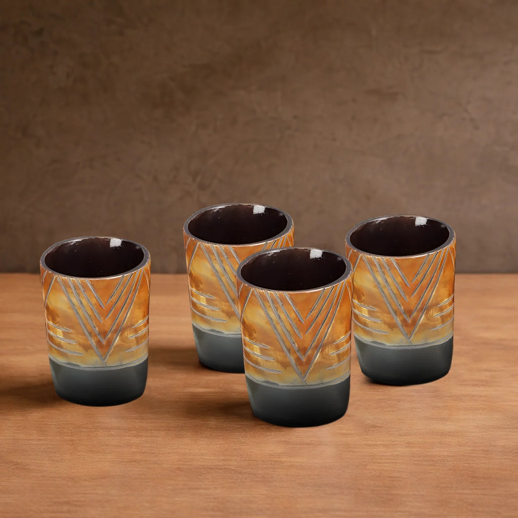 Tribal Chevron Real Horn Shot Glasses | Set of 4, 8 or 12