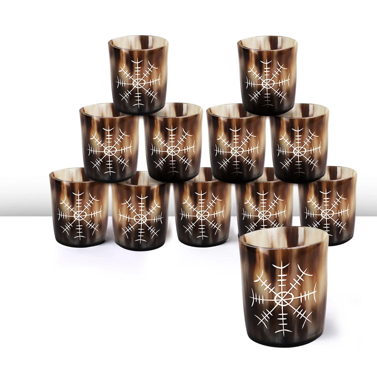 Nordic Compass Real Horn Shot Glasses | Set of 4, 8 or 12