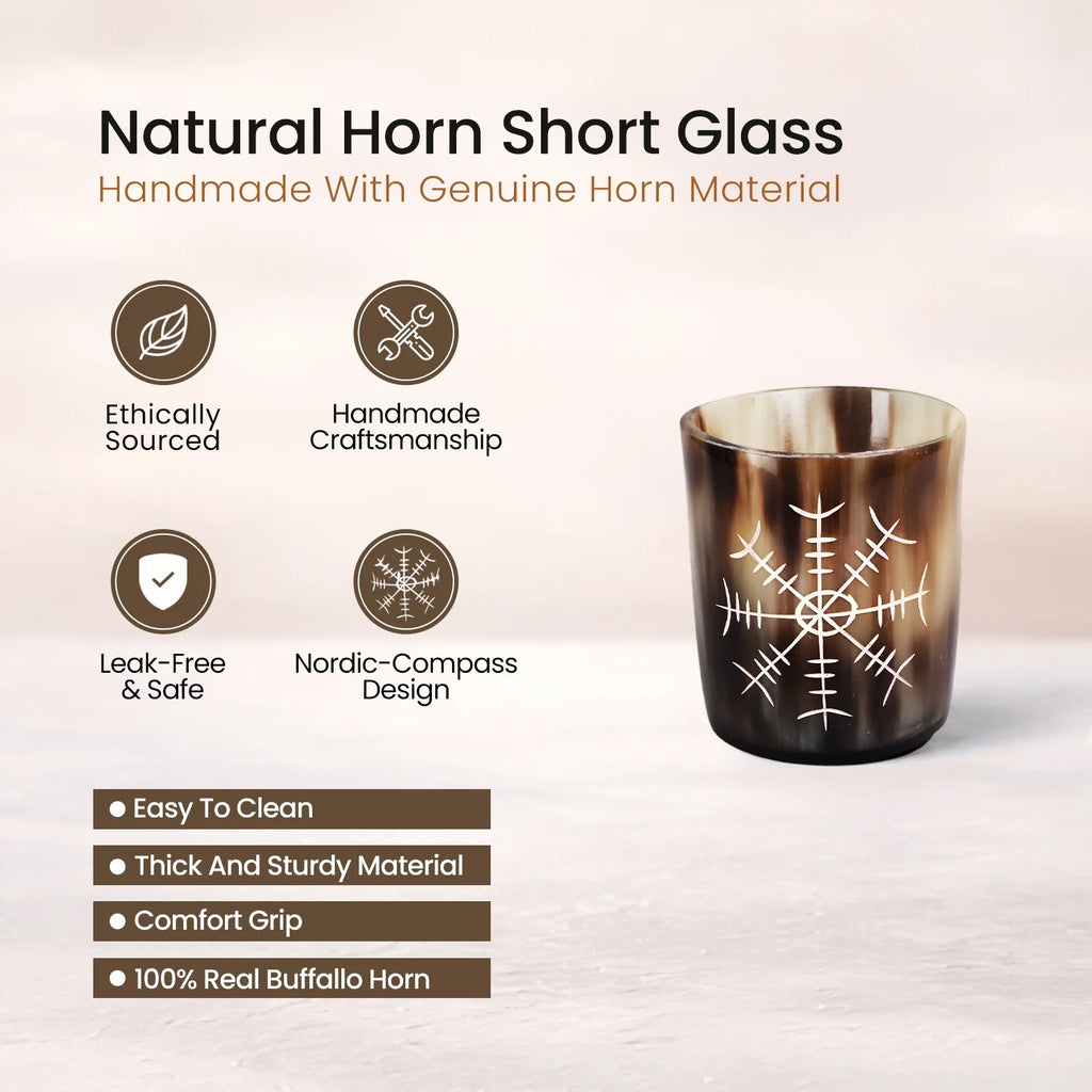 Nordic Compass Real Horn Shot Glasses | Set of 4, 8 or 12