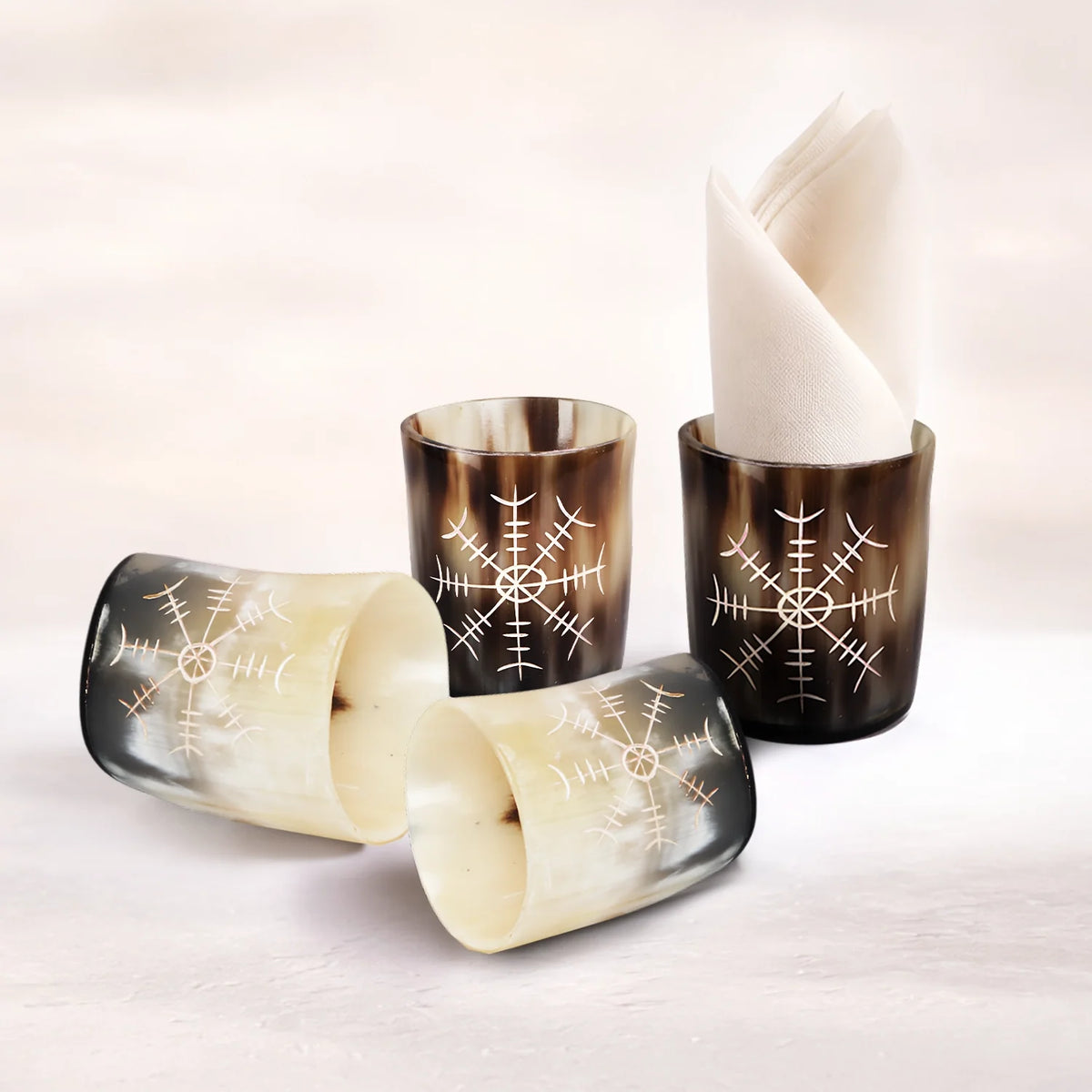 Nordic Compass Real Horn Shot Glasses | Set of 4, 8 or 12