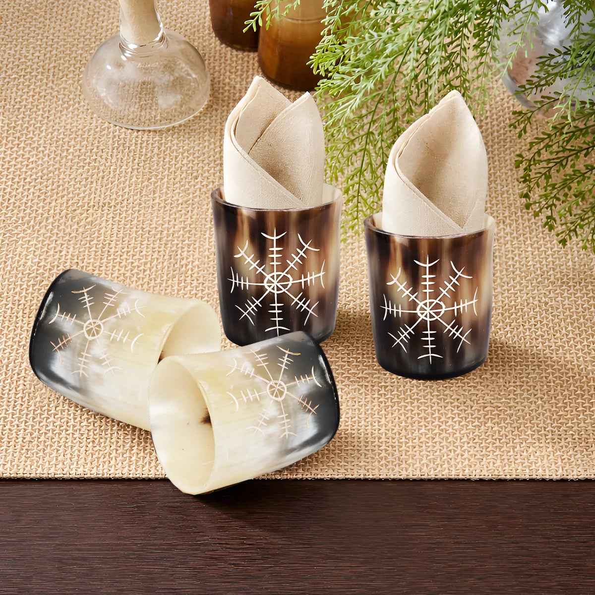Nordic Compass Real Horn Shot Glasses | Set of 4, 8 or 12