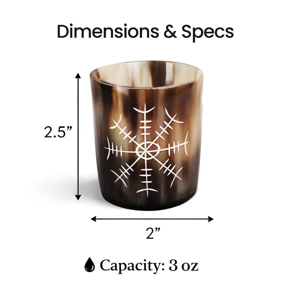 Nordic Compass Real Horn Shot Glasses | Set of 4, 8 or 12