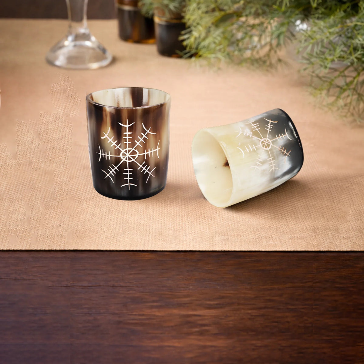 Nordic Compass Real Horn Shot Glasses | Set of 4, 8 or 12