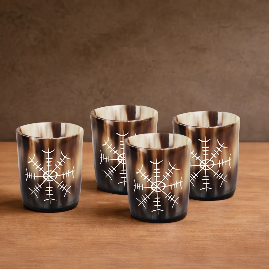 Nordic Compass Real Horn Shot Glasses | Set of 4, 8 or 12
