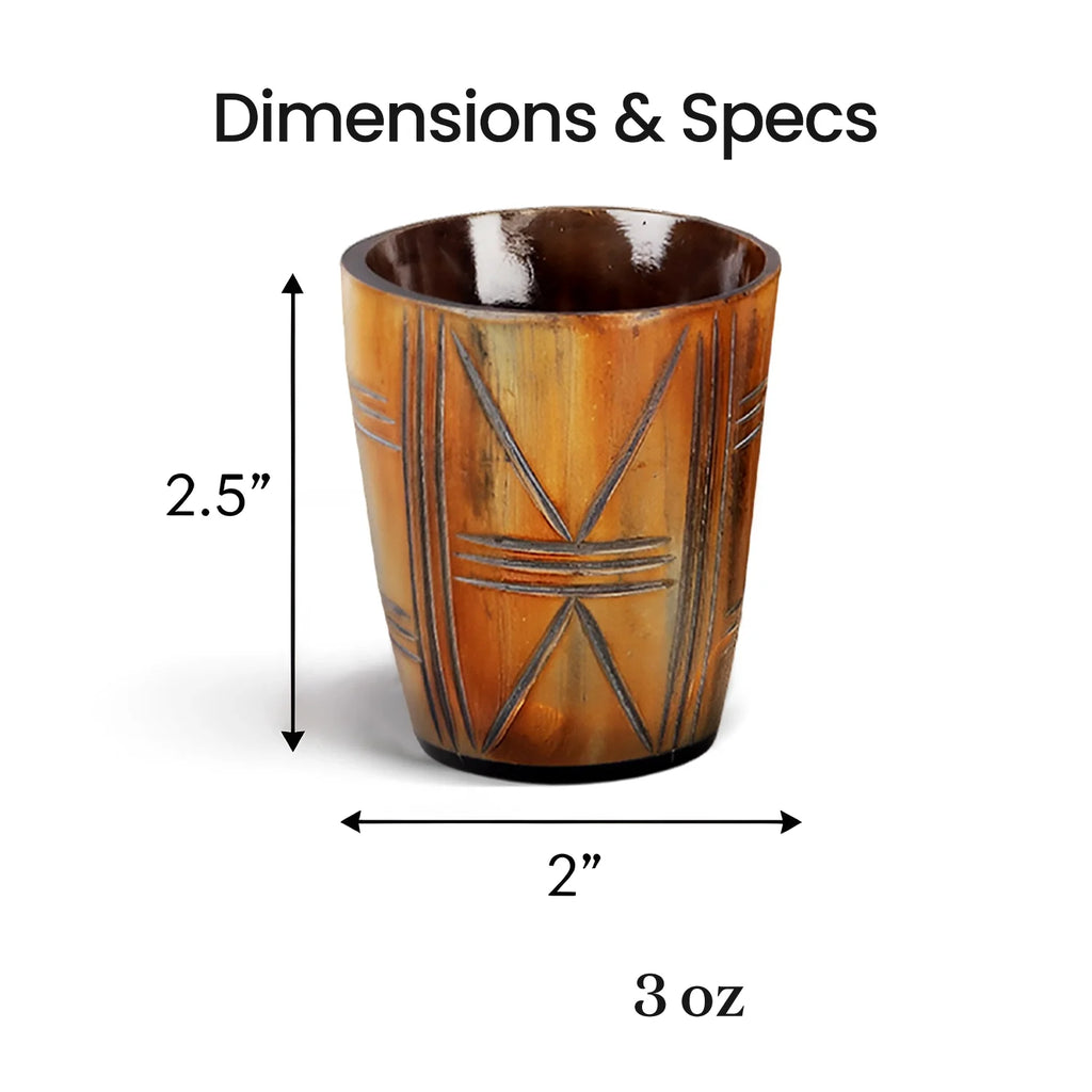 Crossroad Real Horn Shot Glasses | Set of 4, 8 or 12